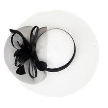 Load image into Gallery viewer, Women&#39;s polyester braid with color pop satin band, mesh and feather flower trim (DRS1026)
