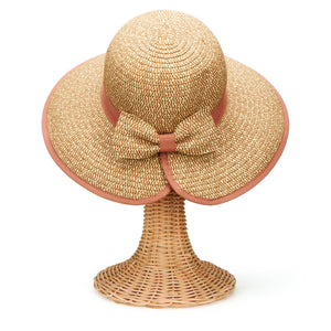 Women's Contrasting Edged Sun Brim Hat with Back Bow (PBM1026)